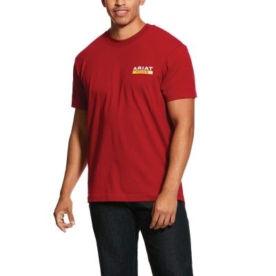 Ariat Work: Rebar Cotton Strong Roughneck Graphic Camisetas Hombre - Rojas (BDLMJ9617)